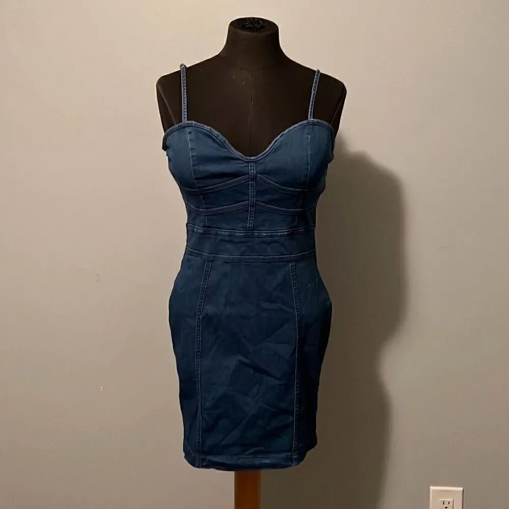 Windsor Women's Blue Denim Sleeveless Bodycon Mini Dress